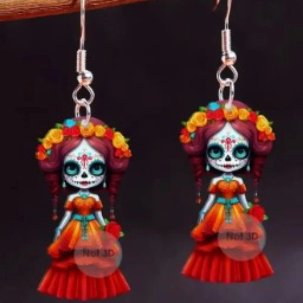 Colorful Day of the Dead Earrings